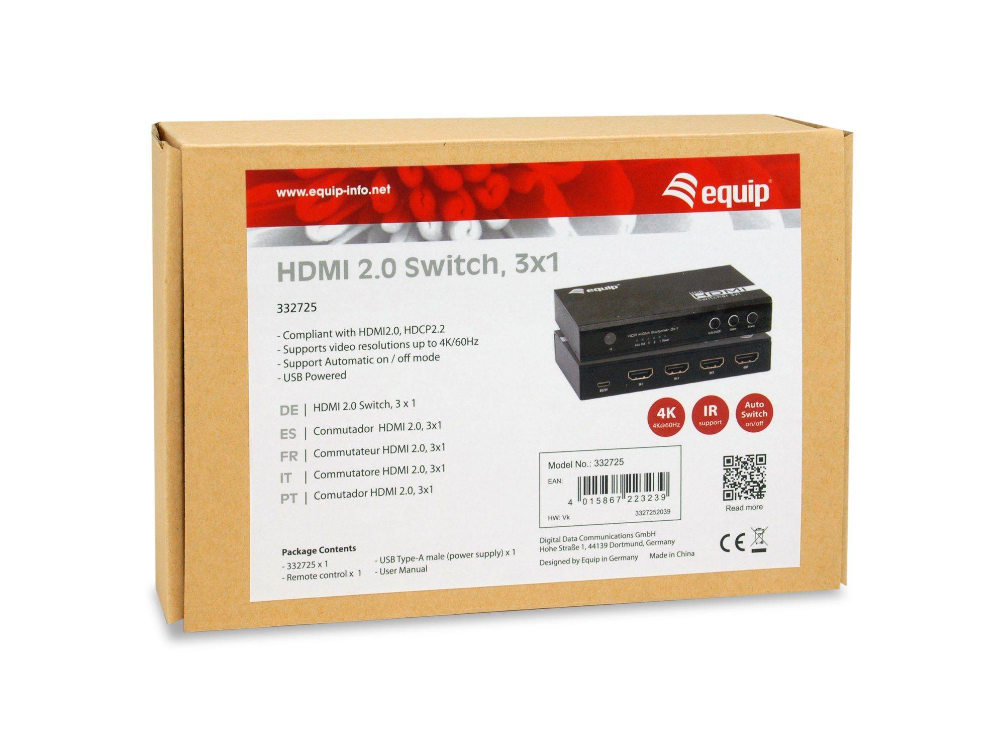 Comutador HDMI EQUIP 332725 (60 Hz - Preto), miniatura 4