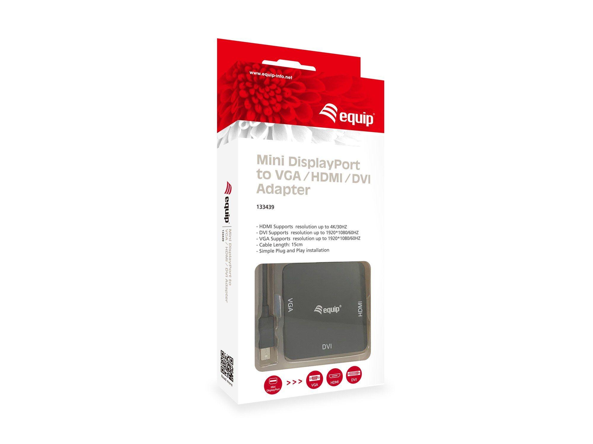 Adaptador de Vídeo EQUIP 133439 (0,15 m - Mini DisplayPort - DVI-D + VGA - Preto), miniatura 4