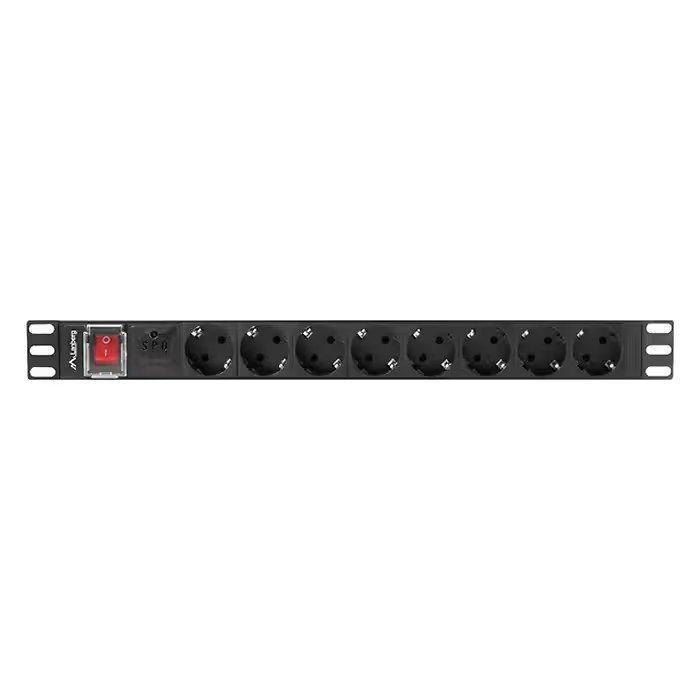Bloco de Tomadas para Bastidor LANBERG PDU-08F-0200-BK (19 polegadas - Tipo F - Preto) — miniatura 4