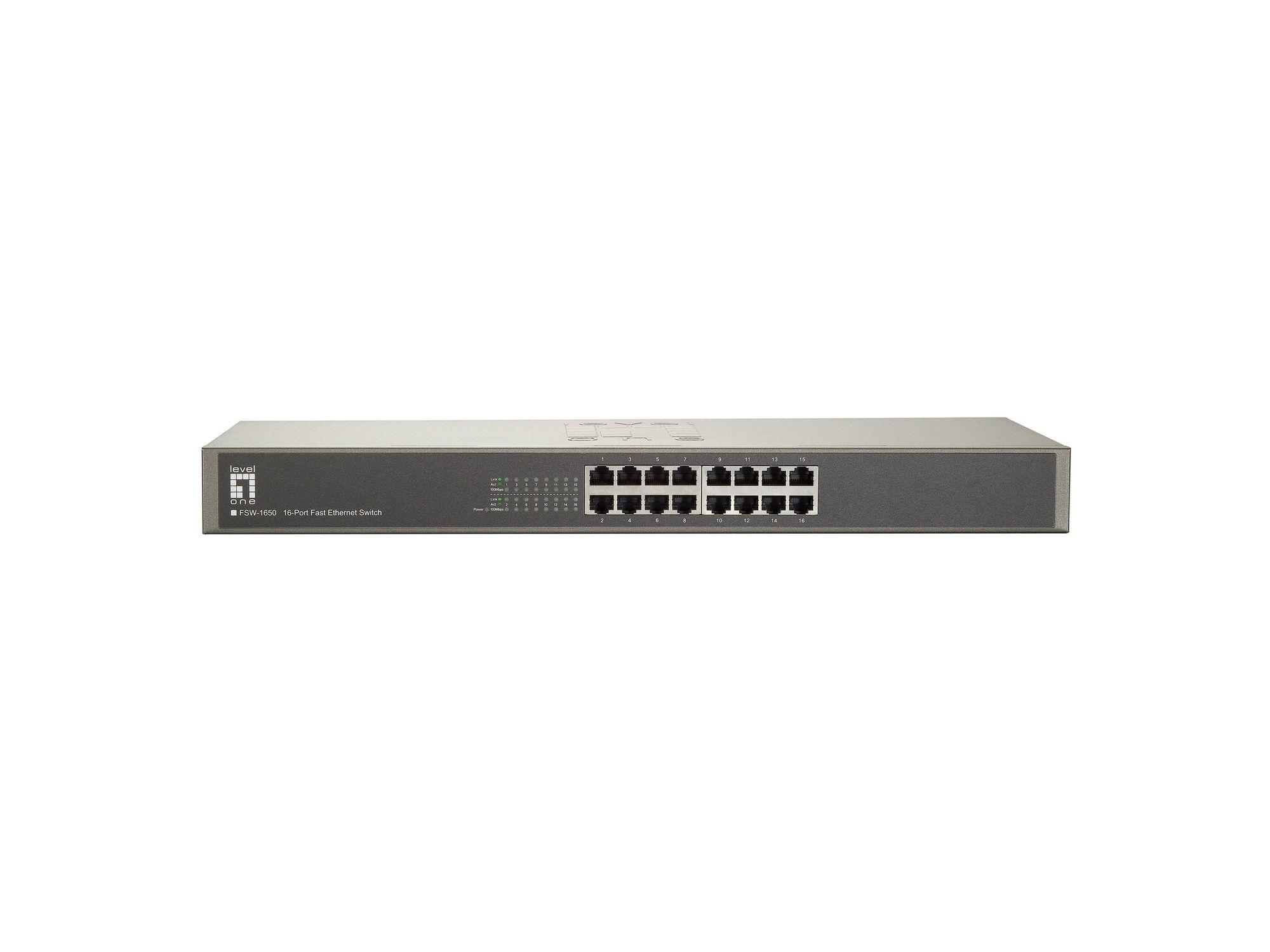 Switch LEVELONE FSW-1650 (RJ-45 - Fast Ethernet - 160 KB - Cinzento) — miniatura 3