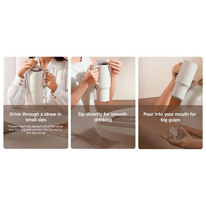 Caneca Térmica XIAOMI Straw Mug (Silicone, aço inoxidável 316L - Branco) — miniatura 4