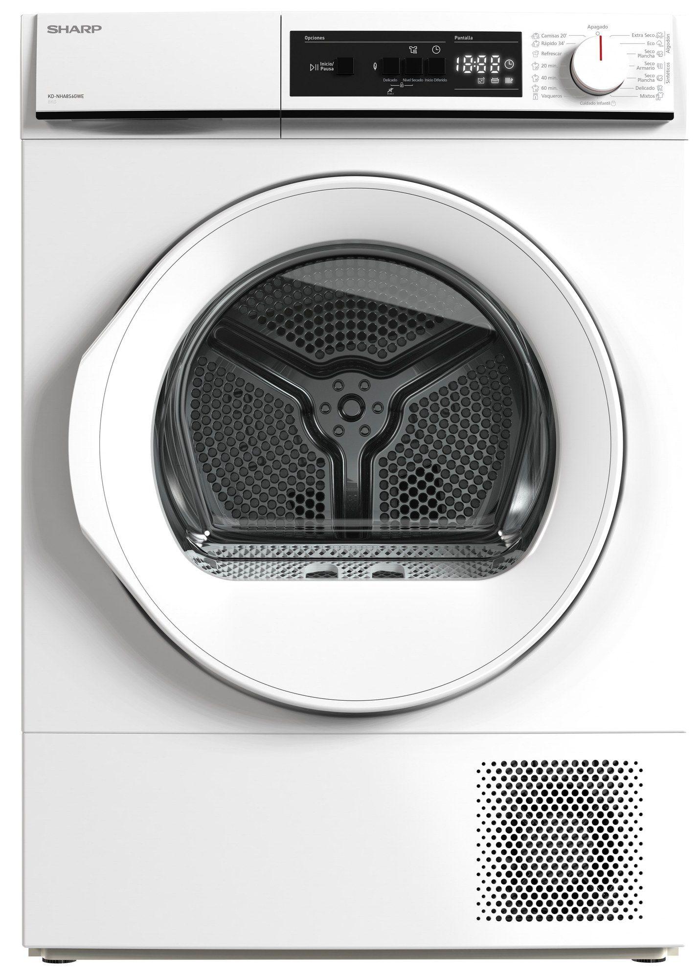 Máquina de Secar Roupa SHARP KDNHA8S6GWEES (8 kg - Bomba de calor - 47 cm)