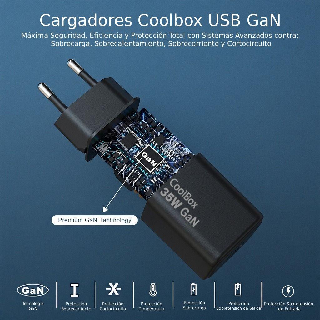 Carregador USB de Parede COOLBOX COO-CUP-35CA-B (1 USB-C, 1 USB-A - Preto), miniatura 5