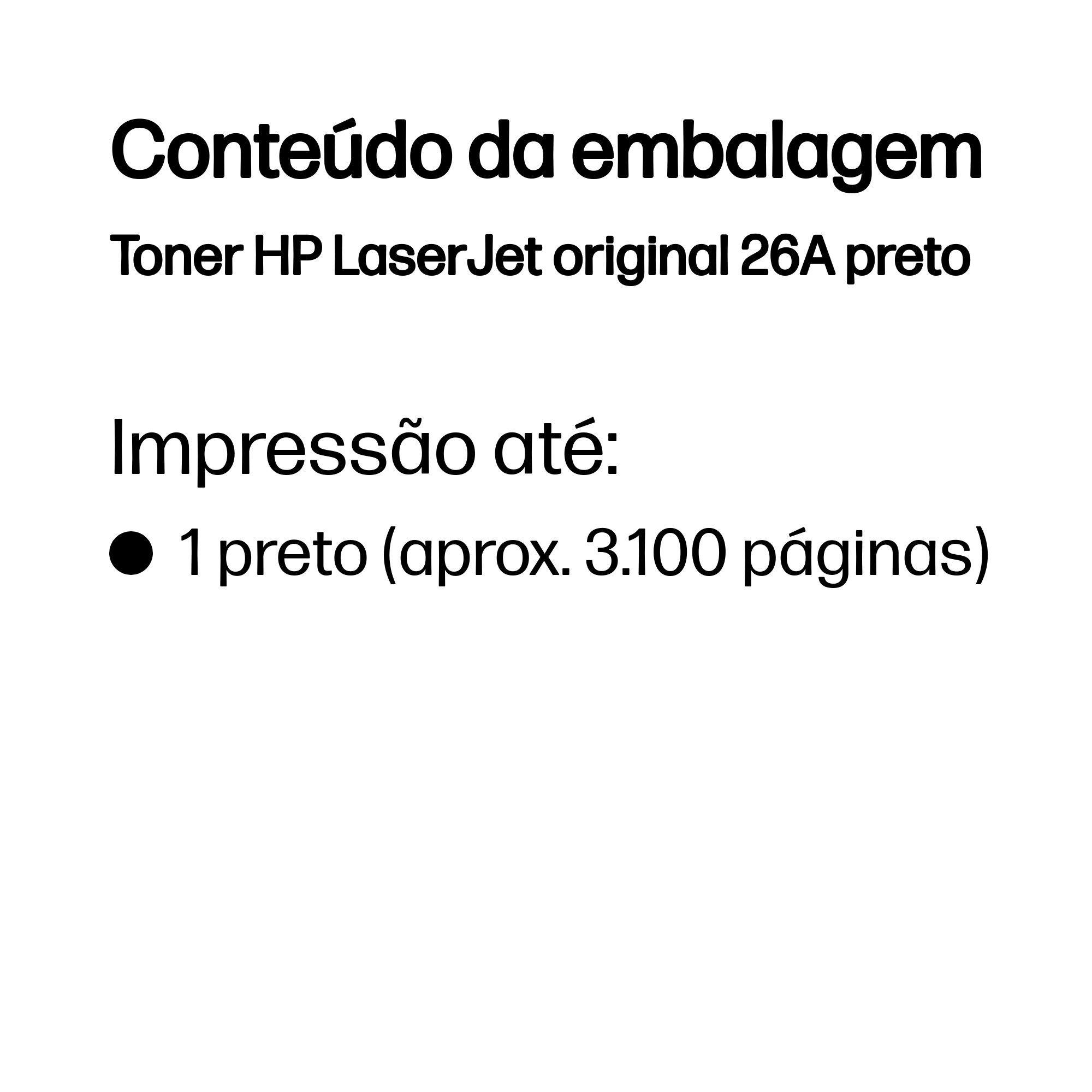 Toner HP 26A CF226A (3100 páginas - Preto) — miniatura 3