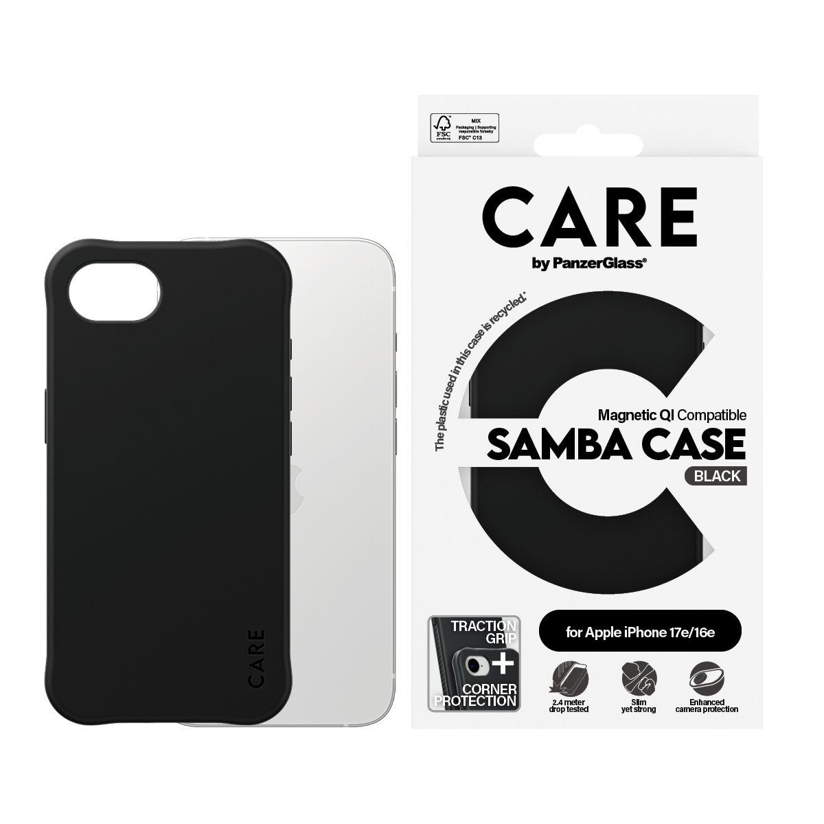 Capa para Telemóvel PANZERGLASS CARE Samba para iPhone 16e/17e (Apple - Qi e MagSafe - Preto), miniatura 2