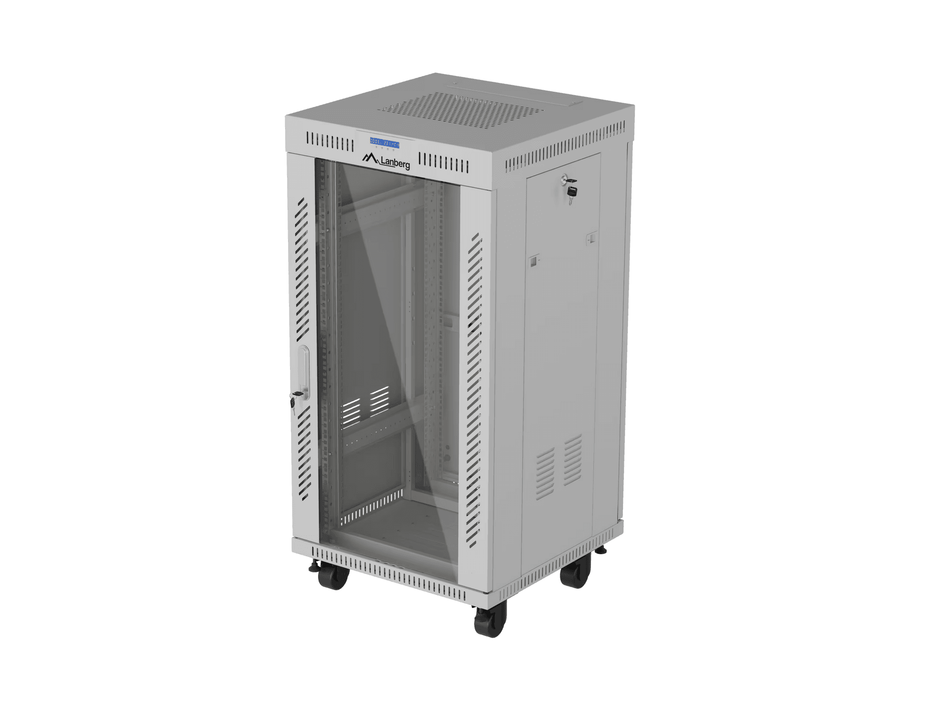 Bastidor de Rede Independente LANBERG FF01-6622-12SL (19" - 22U - 600 x 600 mm - Porta de vidro - Cinzento)