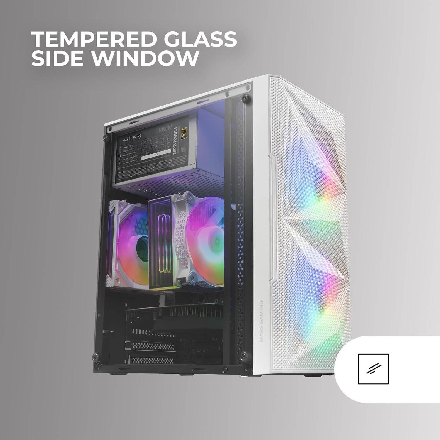 Caixa PC MARS GAMING MC-ME (Micro-ATX, Mini-ITX - Mini Tower - Metal, Vidro temperado - Branco) — miniatura 5