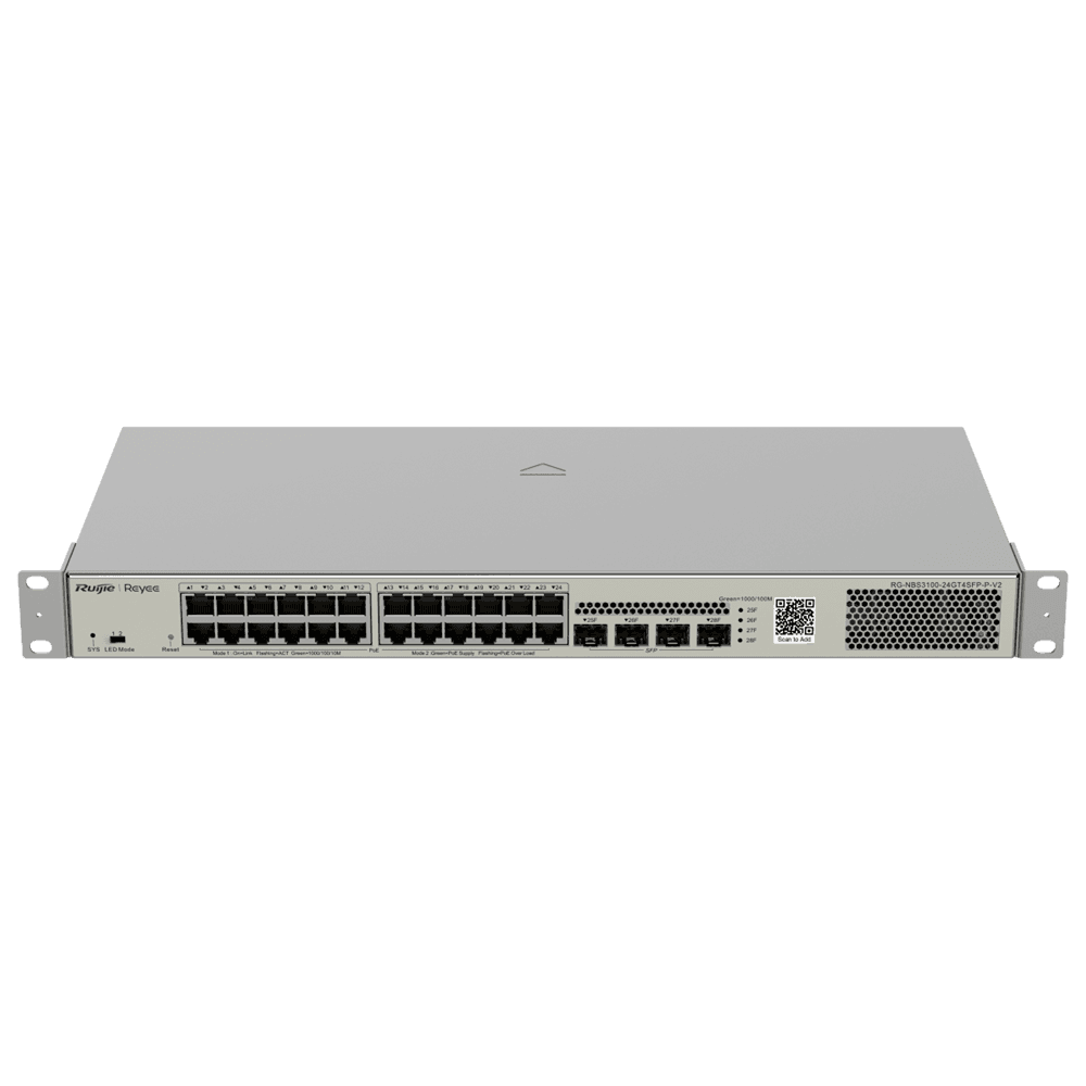 Switch Gerível REYEE RG-NBS3100-24GT4SFP-P-V2 (Gigabit - Camada 2 - Prateado)