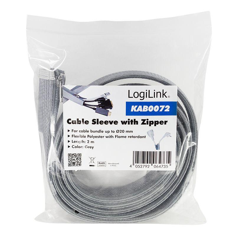 Manga de Cabos LOGILINK KAB0072 (Poliéster - Cinzento)