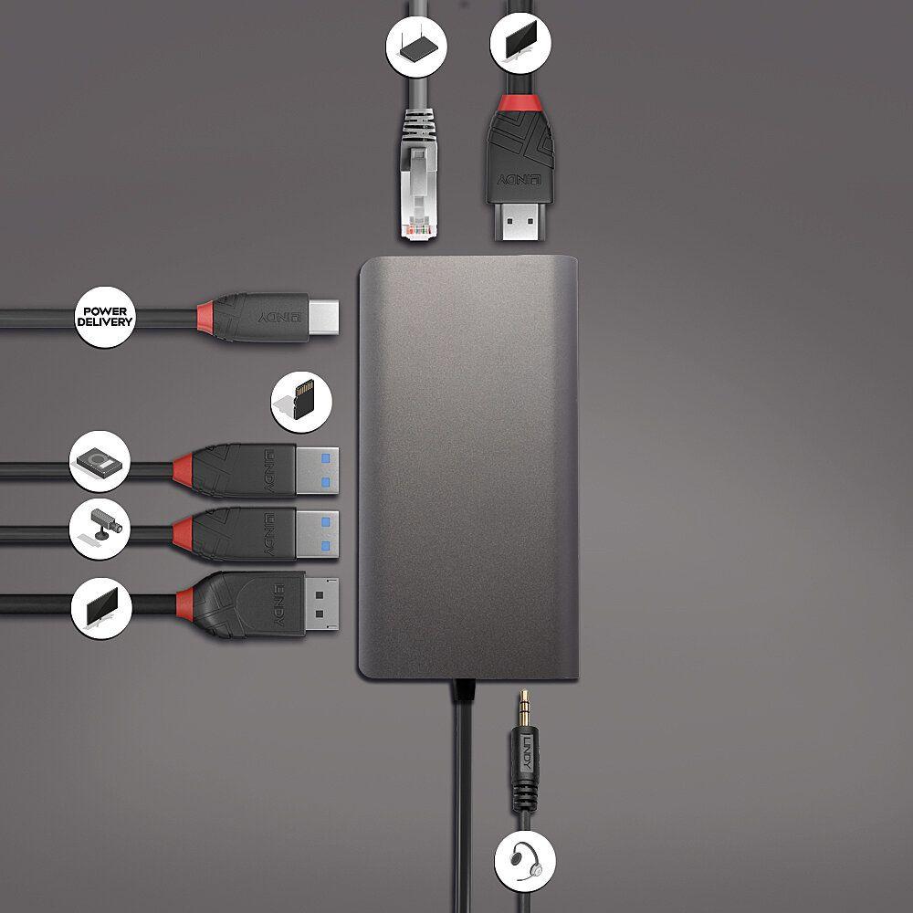 Base de Ligação USB-C LINDY 43323 (Preto/Cinzento) — miniatura 4