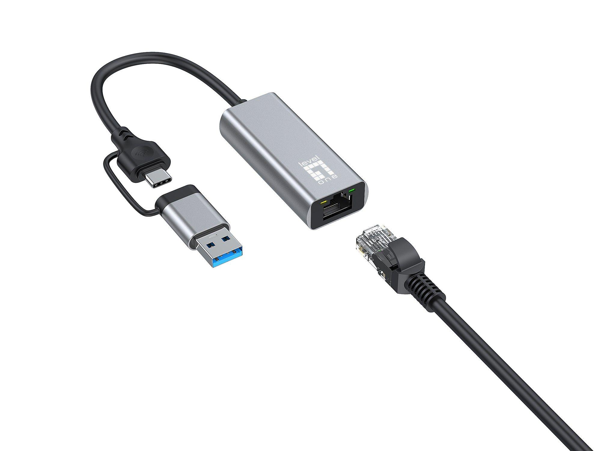 Adaptador USB Ethernet LEVELONE USB-0423 (2.5 Gbit/s - Cinzento) — miniatura 3