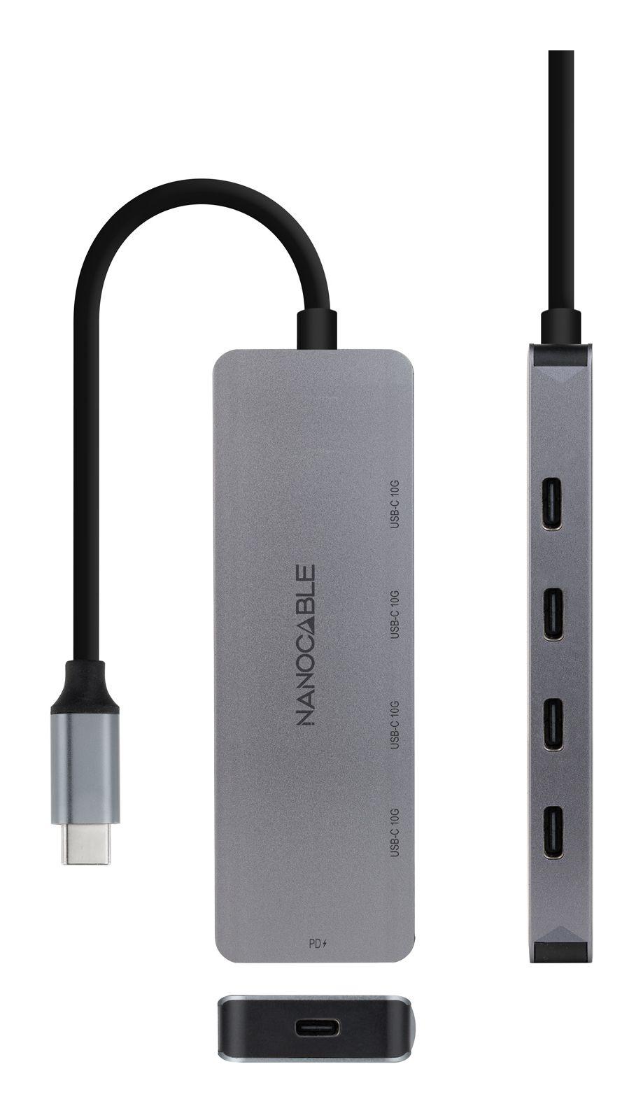 Hub USB-C NANOCABLE 10.16.4505 (0,1 m - Cinzento), miniatura 2