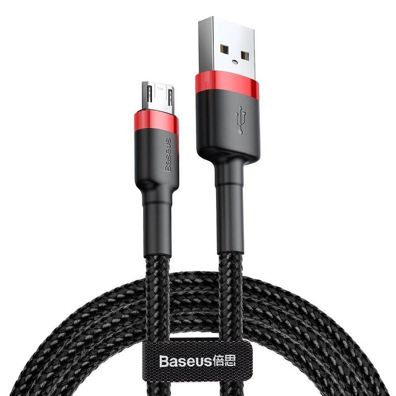Cabo USB-A para Micro USB BASEUS Cafule CAMKLF-B91 (1 m - USB-A - USB A - Preto e Vermelho)