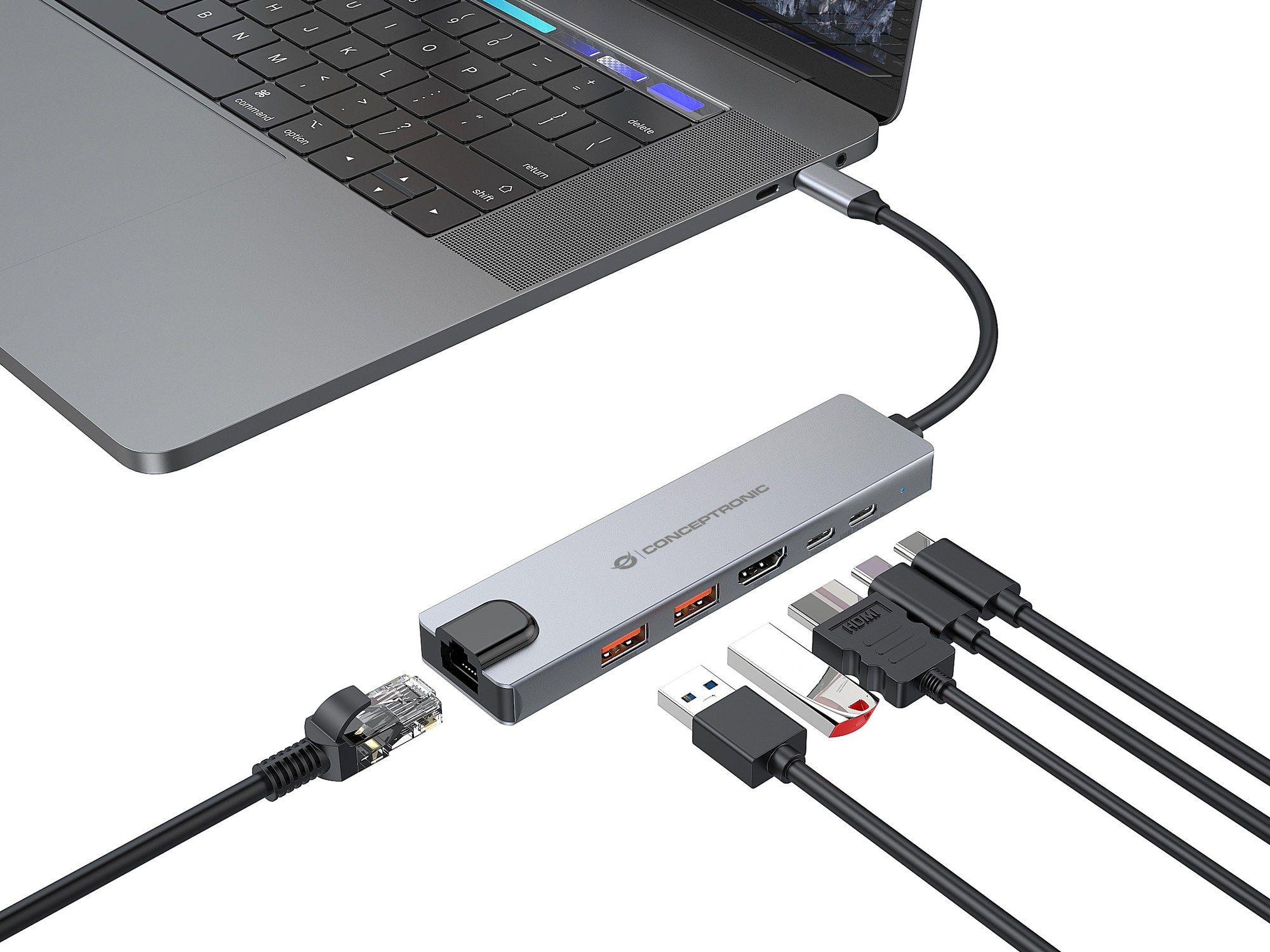 Base de Ligação USB-C CONCEPTRONIC DONN29G (0,25 m - 2 x USB 3.2 Gen 2 - Cinzento) — miniatura 4