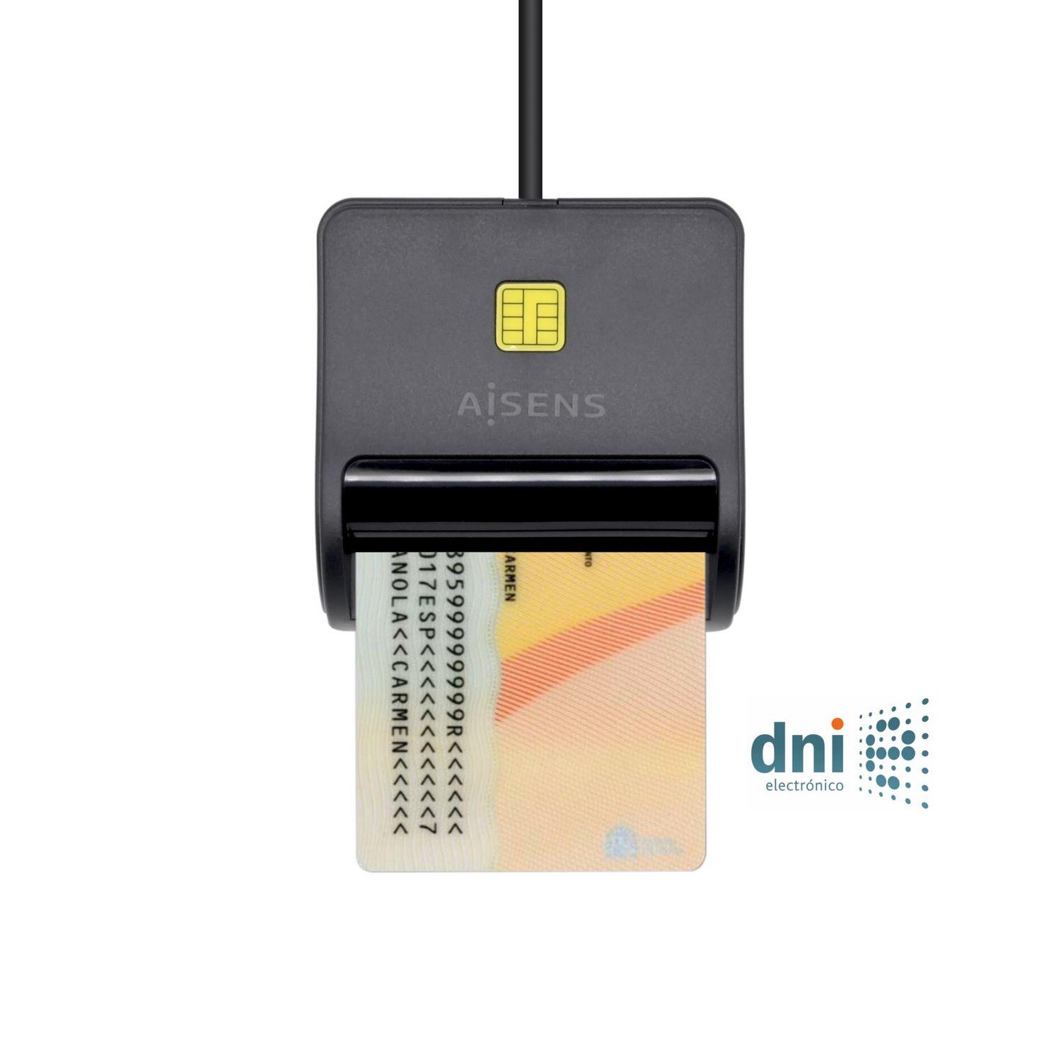 Leitor de Cartões Inteligentes AISENS ASCR-SN01-BK (USB 2.0 - Preto)