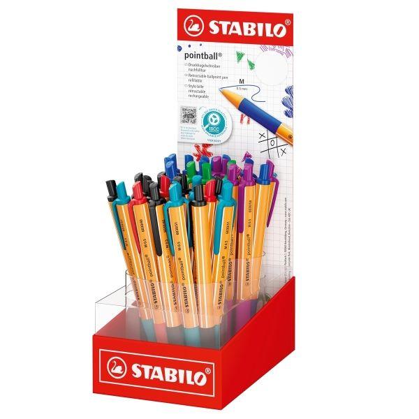 Esferográficas STABILO Pointball D6030/38-03 (87% de plástico reciclado - Cores sortidas)