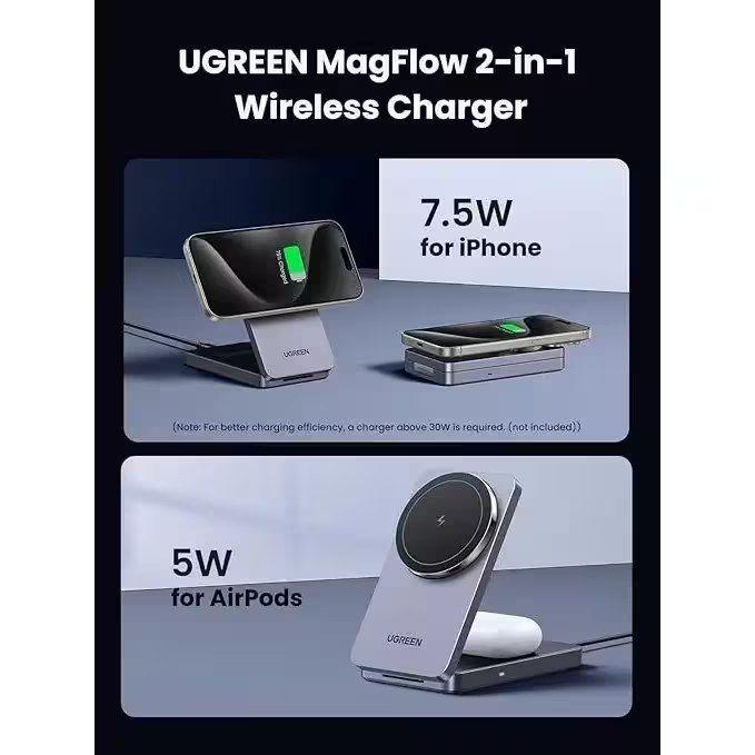 Carregador Sem Fios Magnético UGREEN W528 (Preto), miniatura 3
