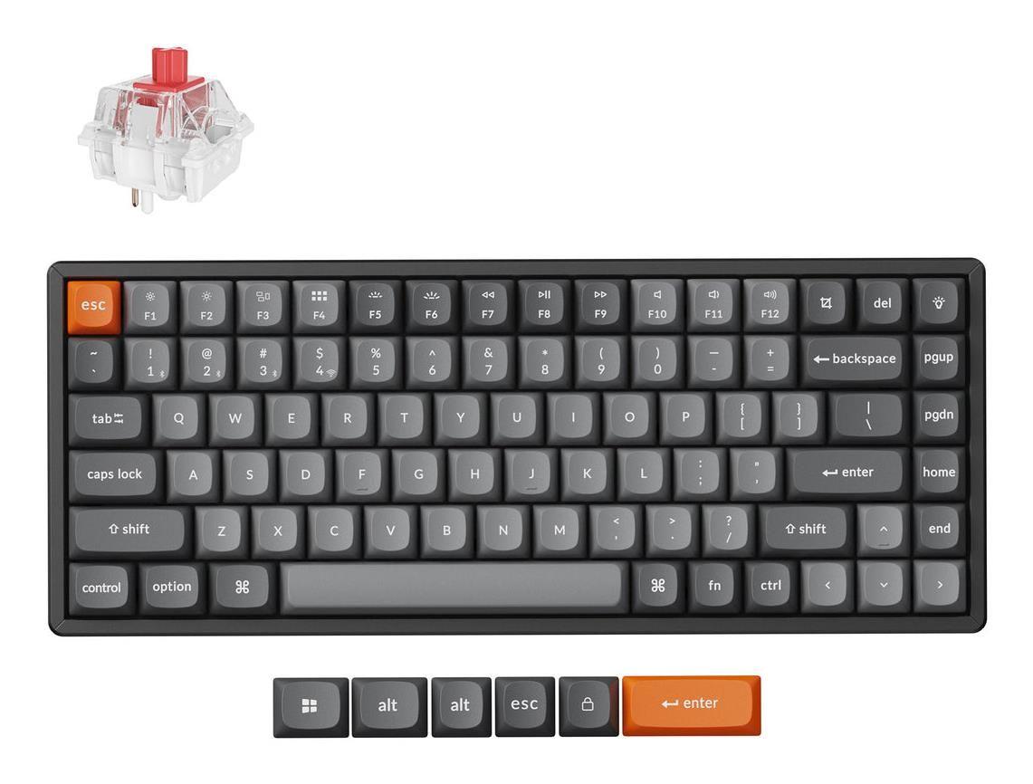Teclado KEYCHRON K2 Max K2M-J1 (Red - 75% - USB, RF sem fios e Bluetooth - Preto/Cinzento)