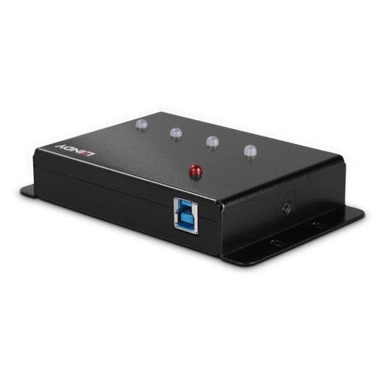 Hub USB LINDY 43374 (0,8 m - USB 3.2 Gen 1 Type-B - USB 3.2 Gen 1 Type-A - Preto), miniatura 2
