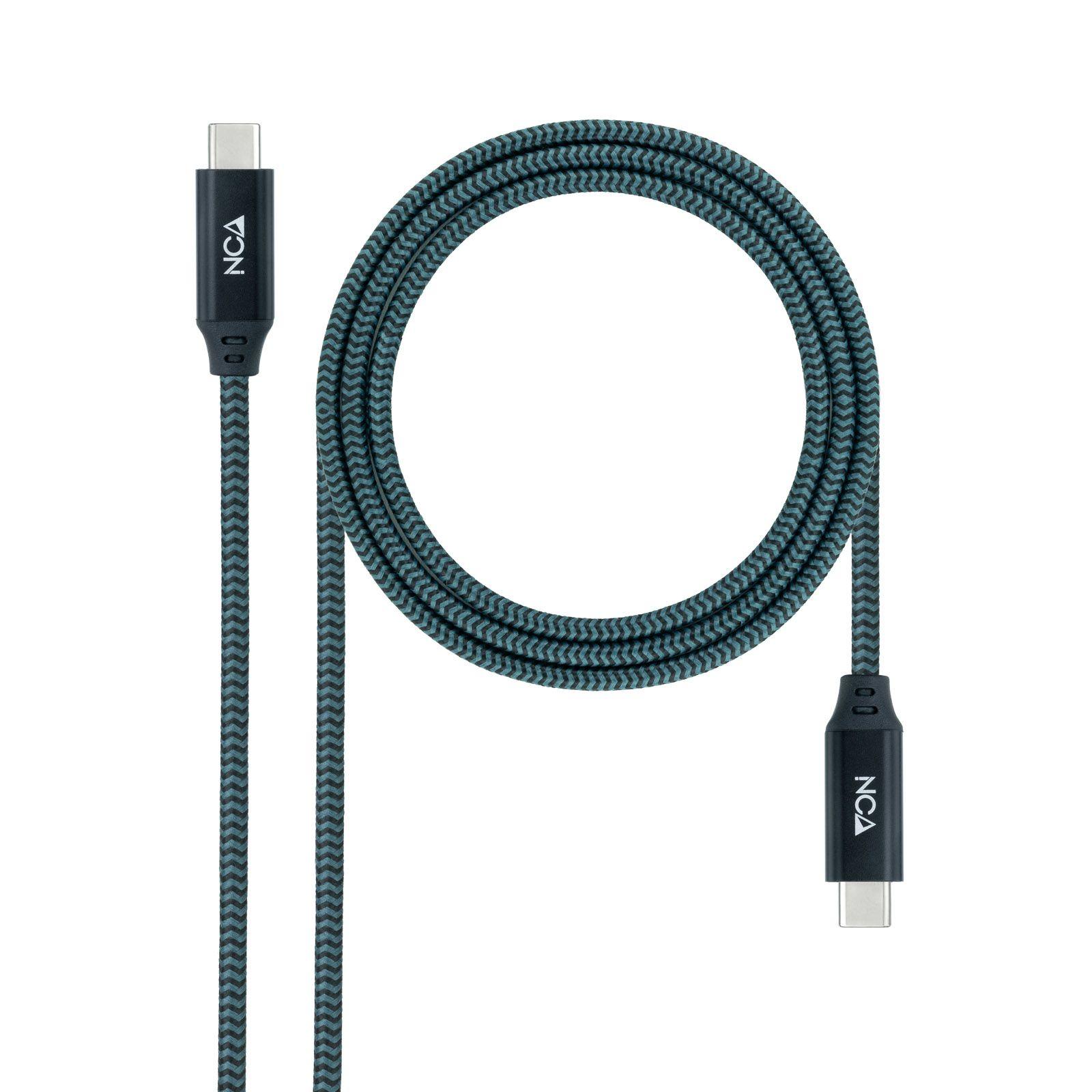 Cabo USB-C NANOCABLE 10.01.4302-COMB (2 m - USB C - Verde-azulado, Preto e Cinzento)