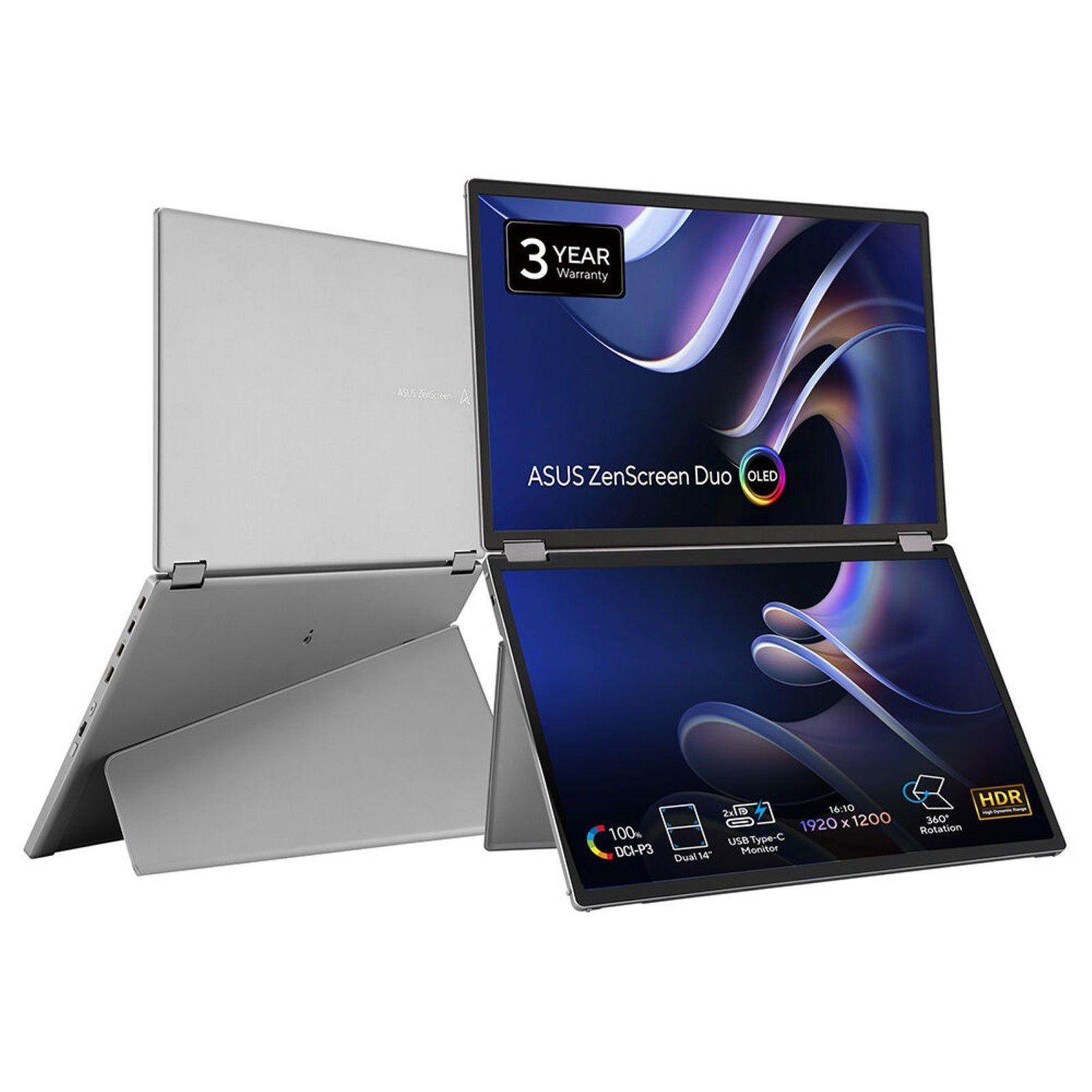 Monitor ASUS ZenScreen Duo OLED MQ149CD (14" - 60 Hz - 1920 x 1200 pixels - Prateado)
