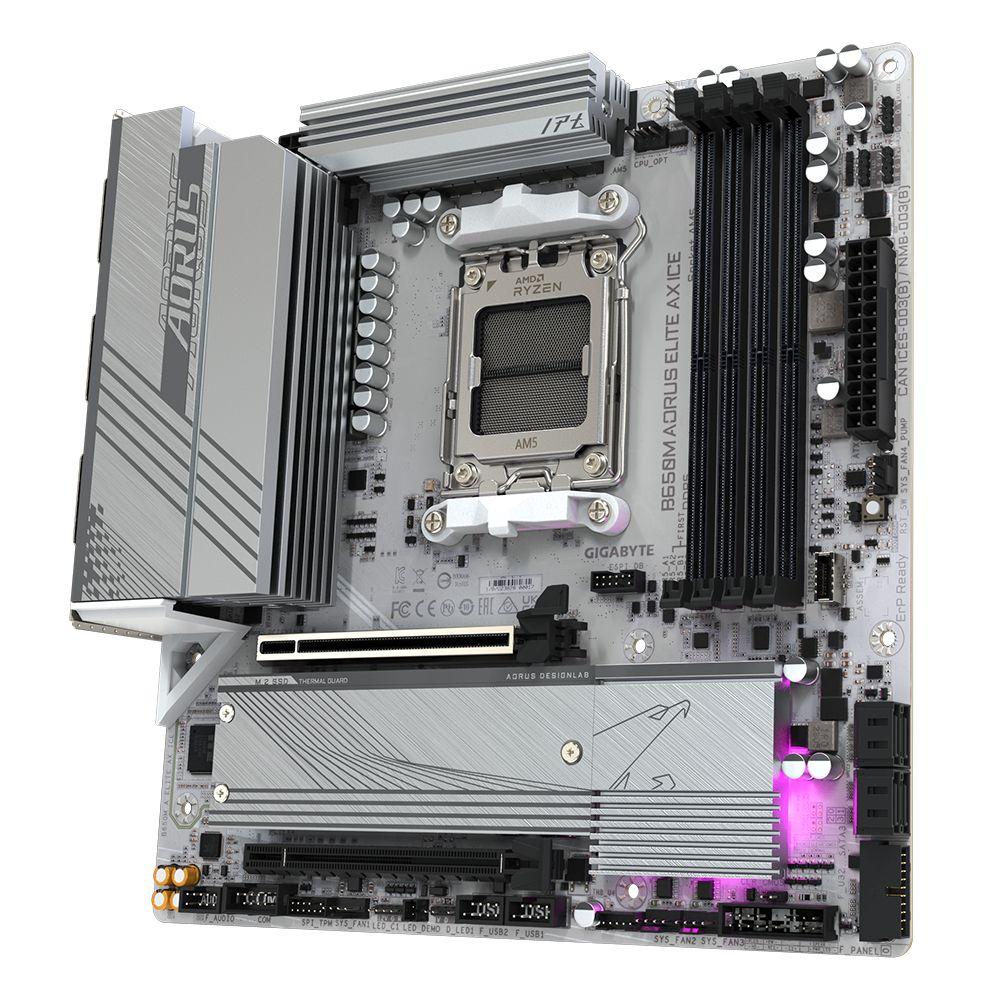 Motherboard GIGABYTE B650M AORUS ELITE AX ICE (AM5 - micro ATX - Duplo canal - Branco), miniatura 4