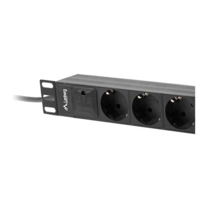 Bloco de Tomadas para Rack LANBERG PDU-03F-0200-BK (10" - 1U - 16A - 3 tomadas - 2 m - Preto) — miniatura 3