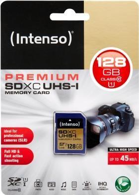 Cartão de Memória INTENSO 3421491 (128GB - Class 10 - Até 45 MB/s - Azul)