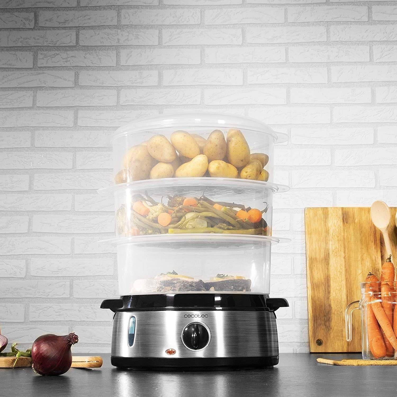 Máquina de Cozer a Vapor CECOTEC Vapovita 3000 (800 W - 3 Recipientes - Inox), miniatura 3