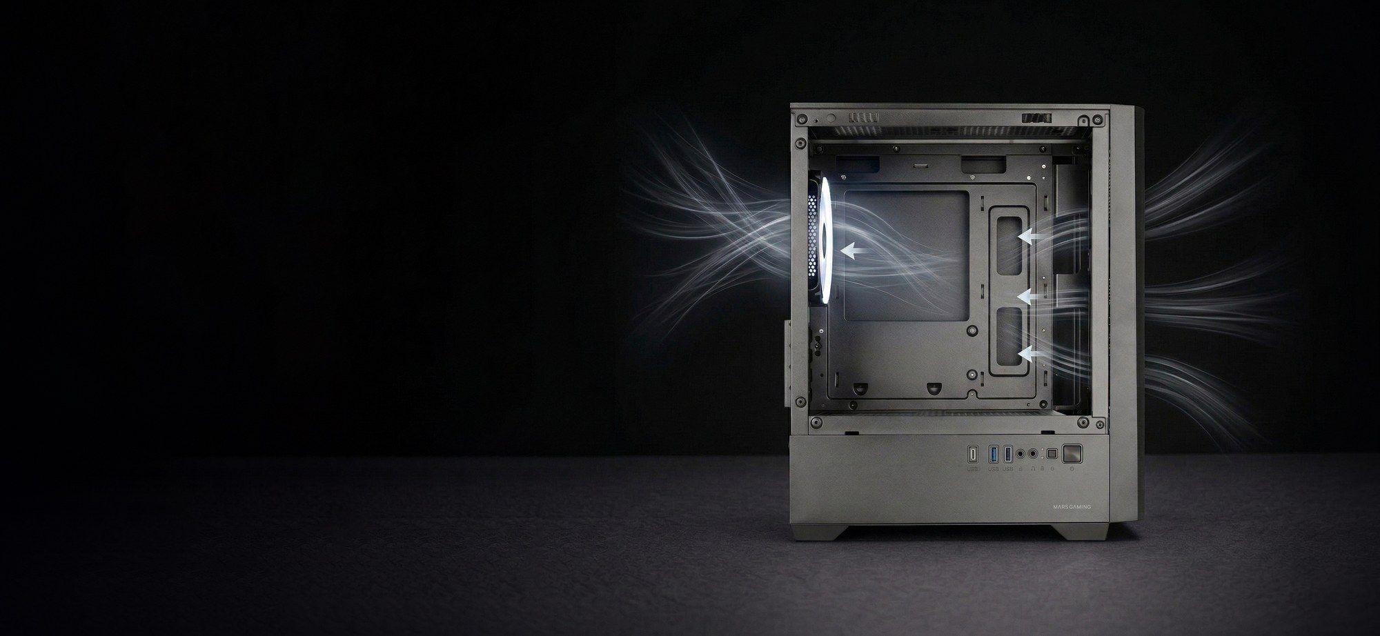Caixa PC MARS GAMING MC-VECTOR (Micro ATX, Mini-ITX - Mini Tower - ARGB - Preto) — miniatura 11