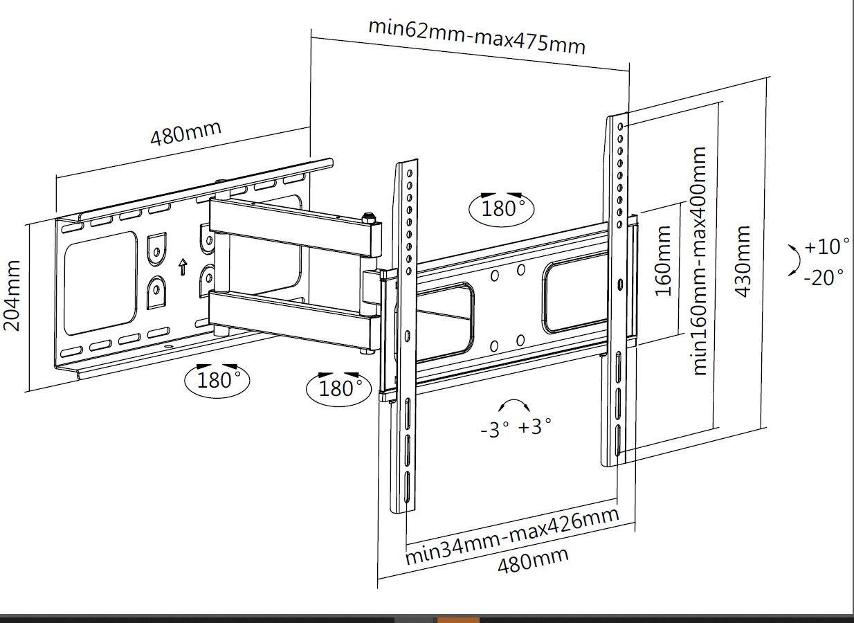 Suporte de Parede TV EQUIP 650315 (400 x 400 mm - 200 x 200 mm - 139,7 cm - Preto), miniatura 4