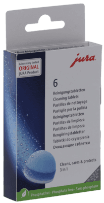 Pastilhas de Limpeza para Máquinas de Café JURA 24225 (6 unidades - 3 fases)