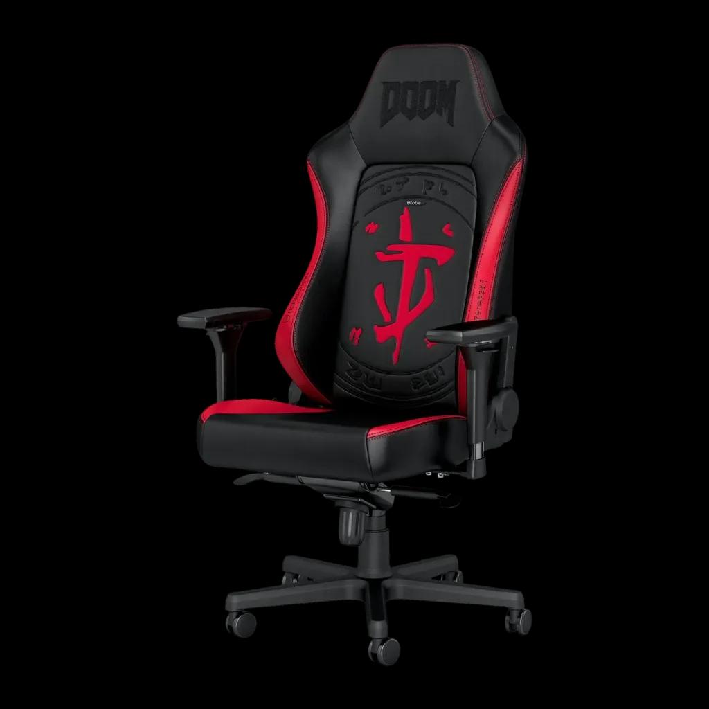 Cadeira Gaming NOBLECHAIRS HERO DOOM Edition (150 kg - Até 8 cm - Integrado e ajustável - Preto/Vermelho)