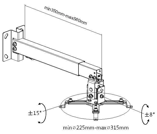 Suporte de Parede/Teto para Projetor EQUIP 650703 (20 kg - Parede - -15-15° - Branco), miniatura 4