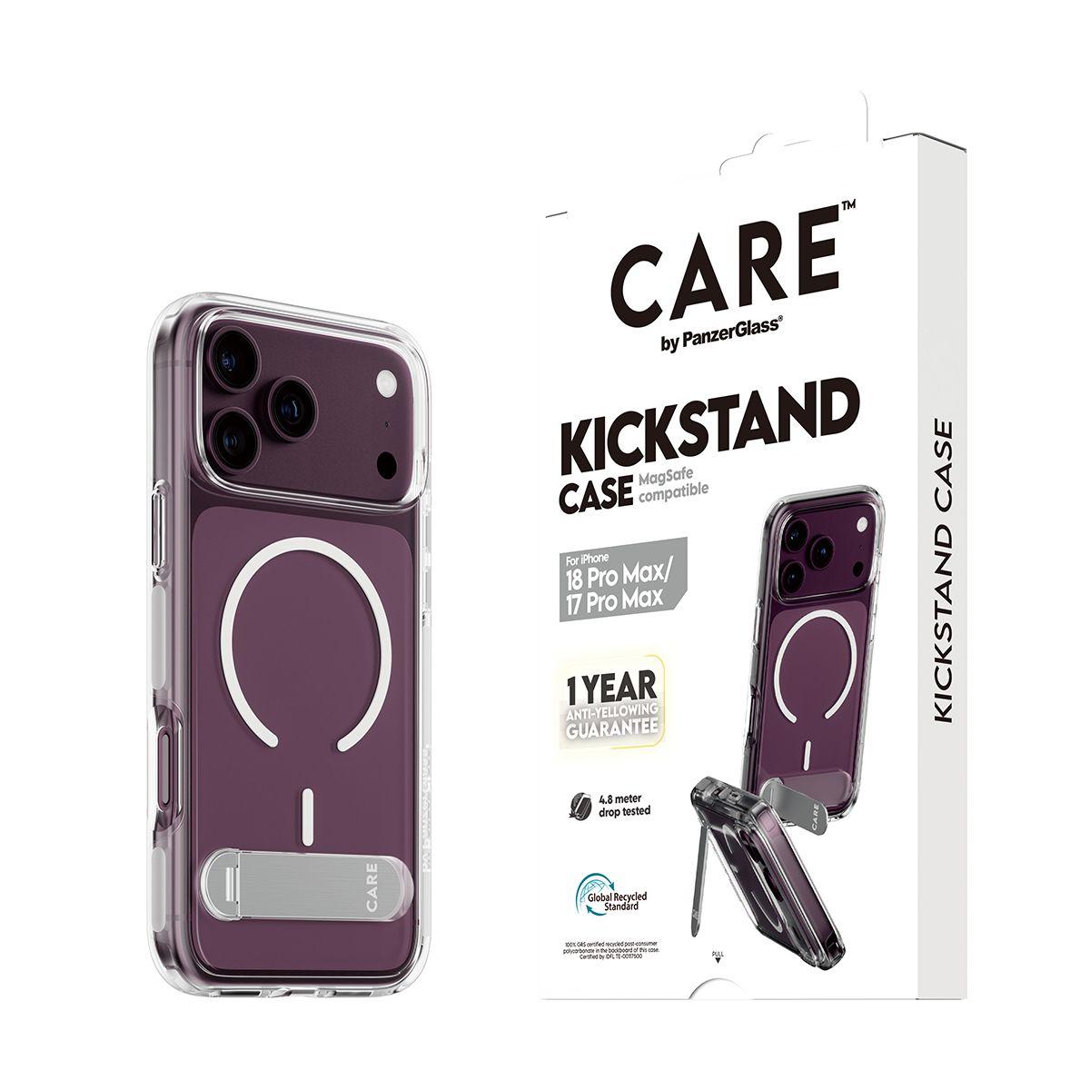 Capa PANZERGLASS CARE by PanzerGlass Kickstand Case para iPhone 17 Pro Max e 18 Pro Max (Transparente), miniatura 7