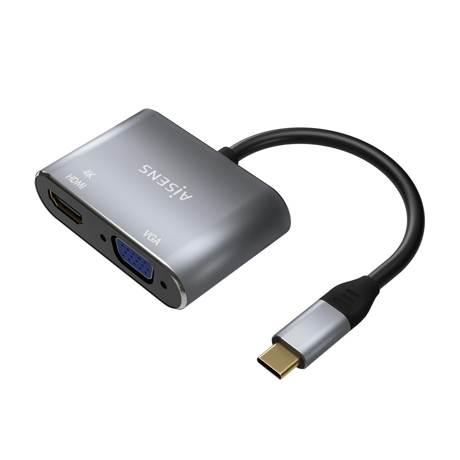 Conversor USB-C para HDMI e VGA AISENS A109-0627 (0,15 m - USB Tipo-C - HDMI + VGA - Cinzento)