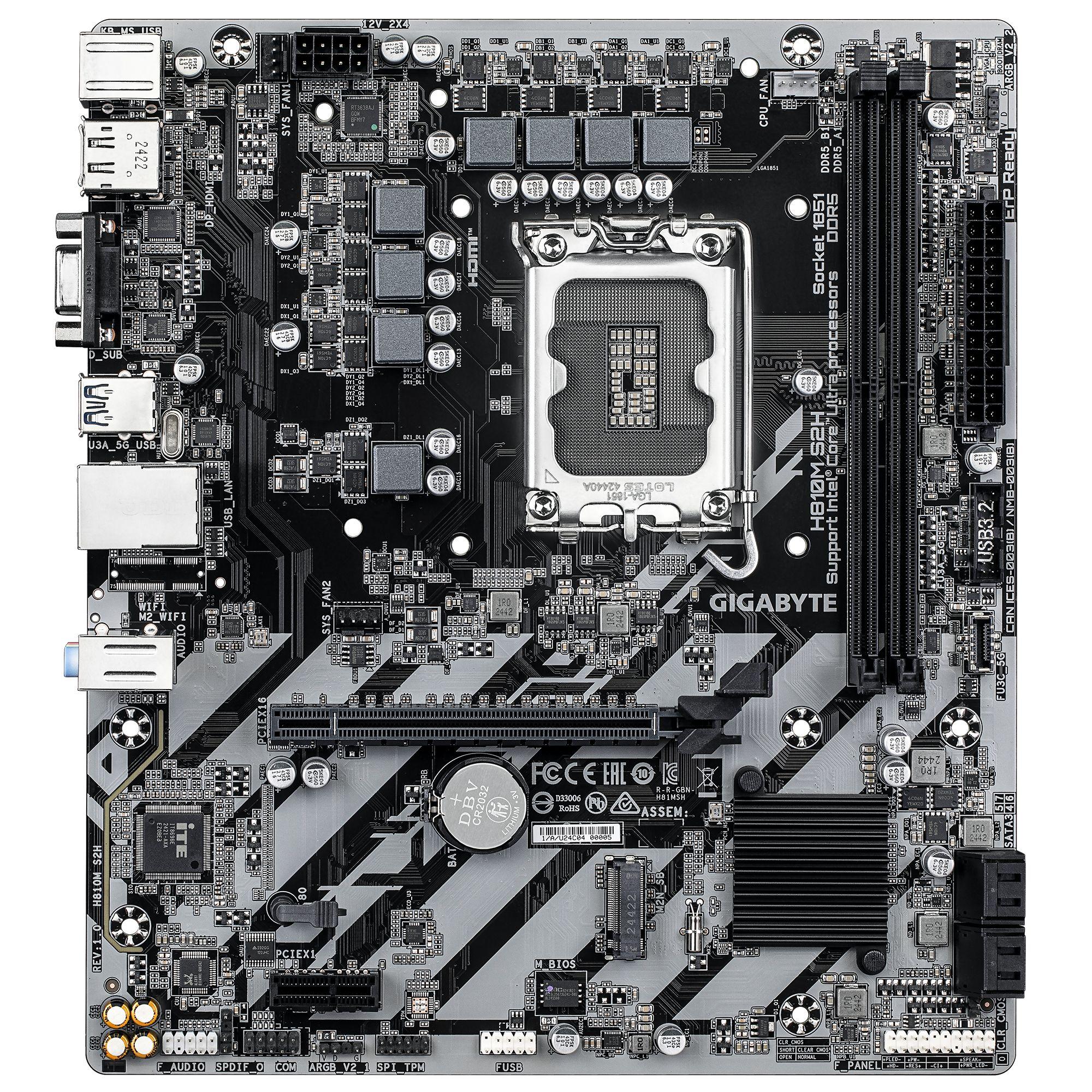 Motherboard GIGABYTE H810M S2H (LGA 1851 (Socket V1) - Intel Core Ultra - micro ATX - Castanho Escuro) — miniatura 2