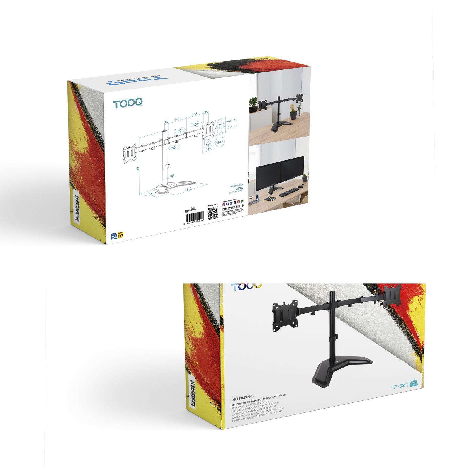 Suporte de Monitor TOOQ DB1702TN-B (2 Monitores 17-32" - Até 10 kg por Monitor - Preto), miniatura 7