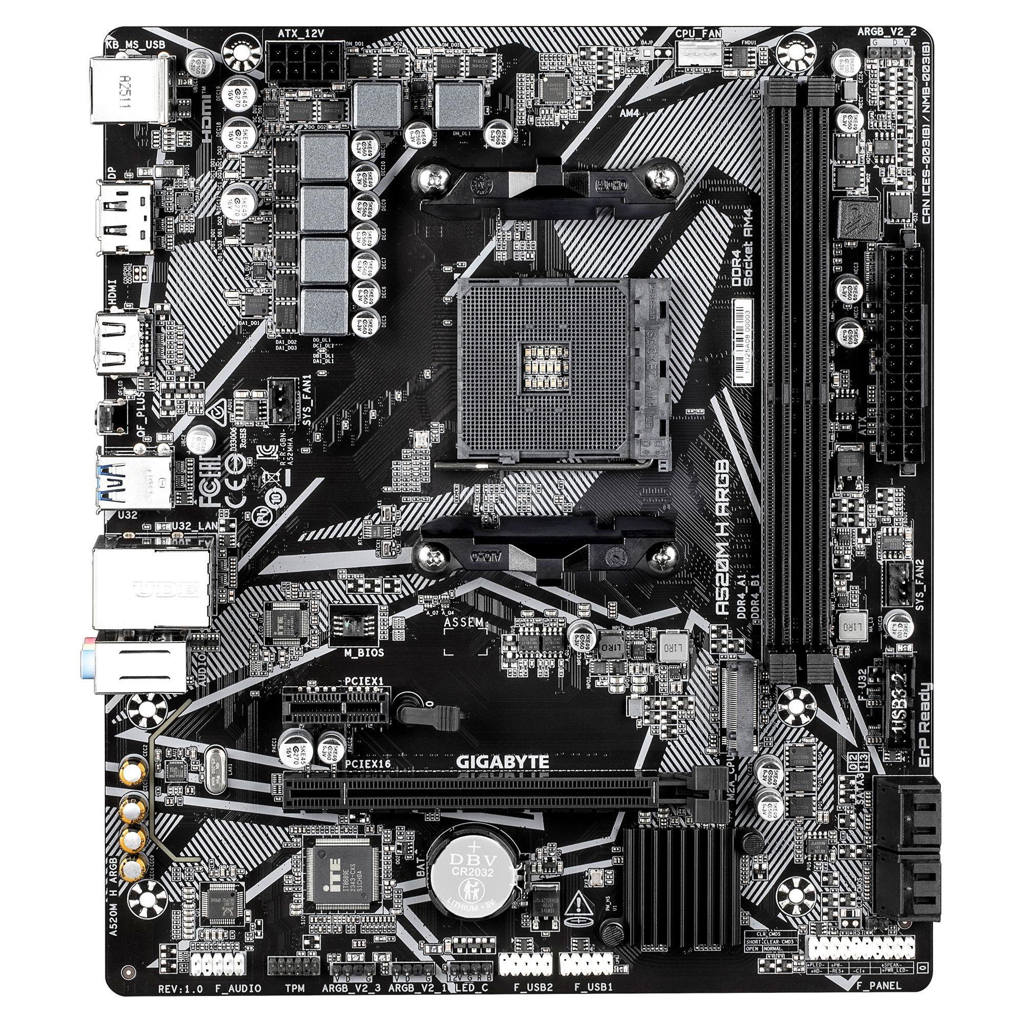Motherboard GIGABYTE A520M H ARGB (AM4 - micro ATX - Duplo canal - Castanho escuro), miniatura 2