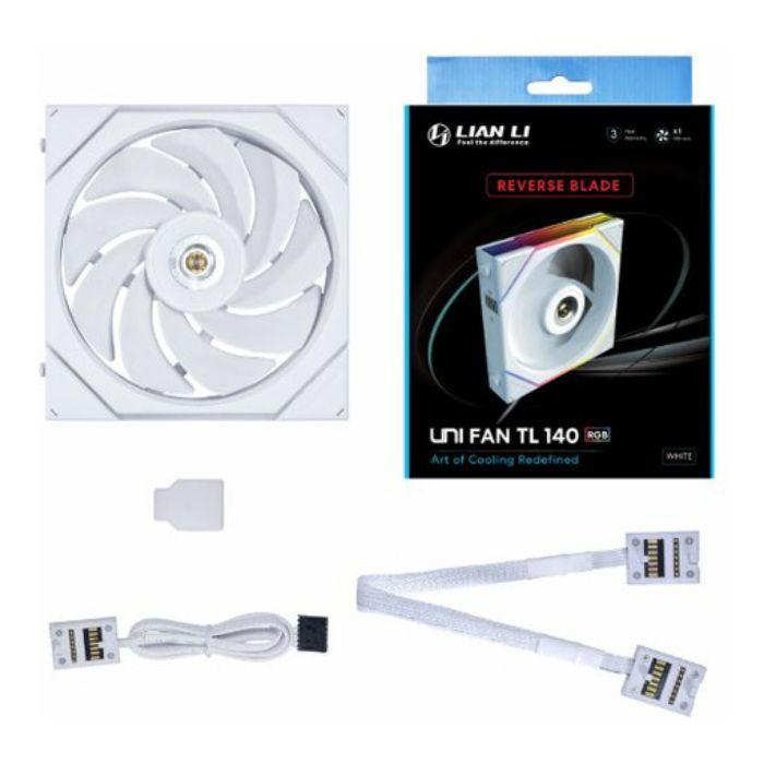 Ventoinha LIAN LI UNI FAN TL140 RGB Reverse PWM (Polibutileno tereftalato - ARGB RGB multicolor - 4,6 W - Branco), miniatura 3