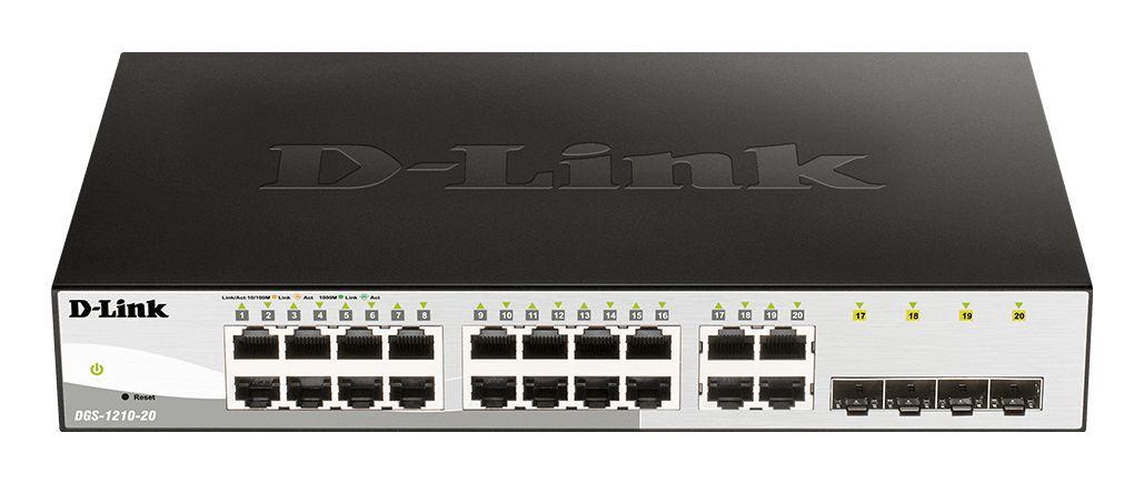 Switch Gerido D-LINK DGS-1210-20/E (Gigabit Ethernet - 4,1 MB - 40 Gbit/s - Preto)