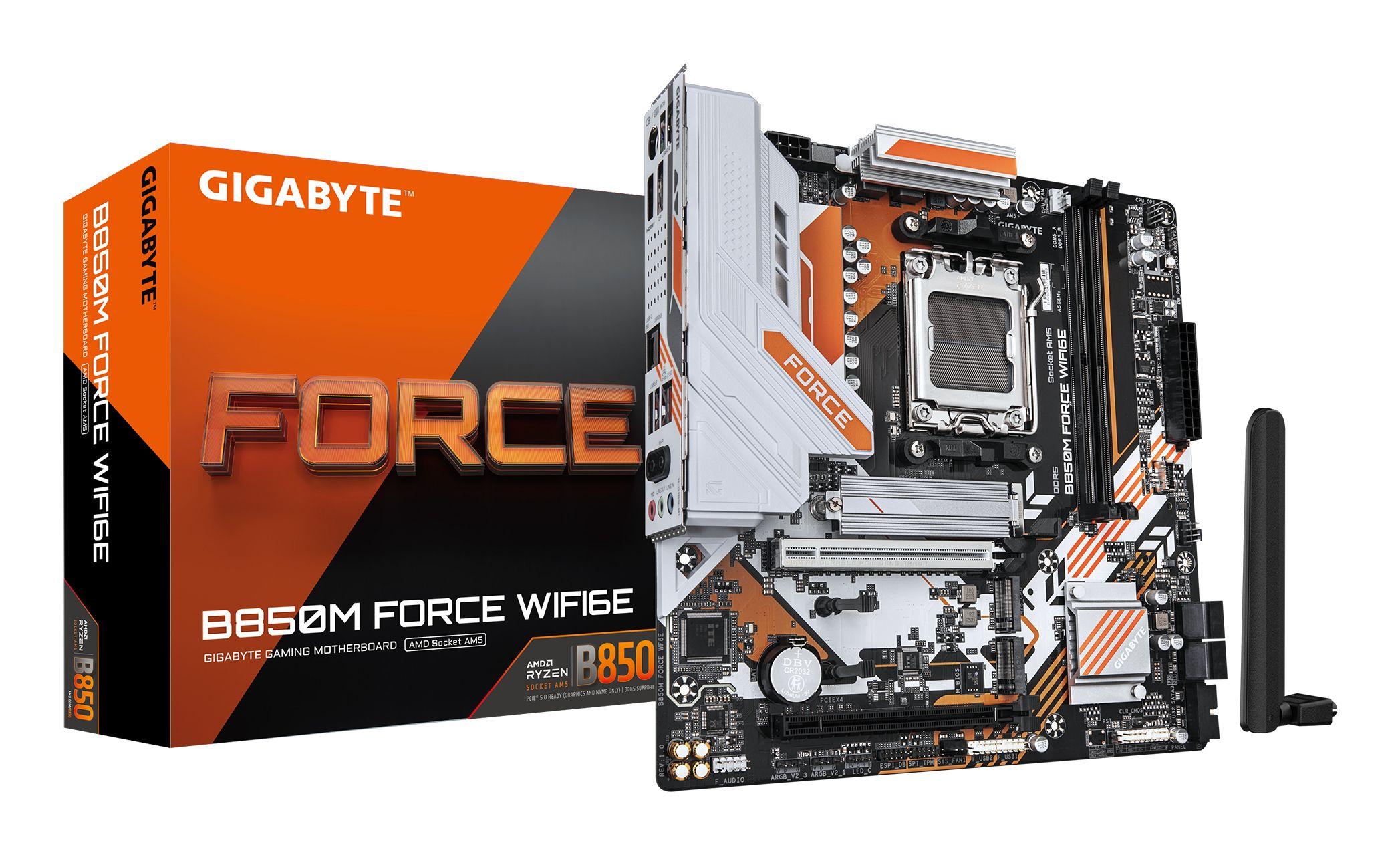 Motherboard GIGABYTE B850M FORCE WIFI6E (AM5 - micro ATX - Duplo canal - Castanho Escuro)