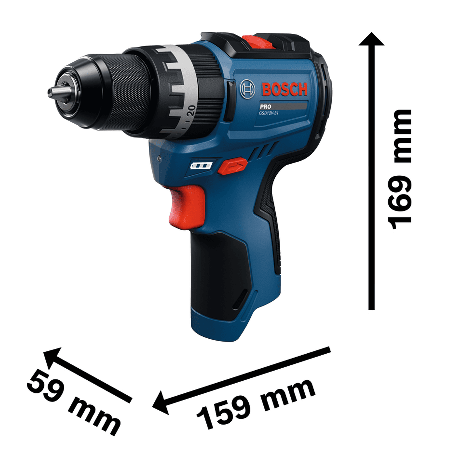 Berbequim Aparafusador com Percussão BOSCH GSB12V-31 (12 V - Iões de lítio), miniatura 2