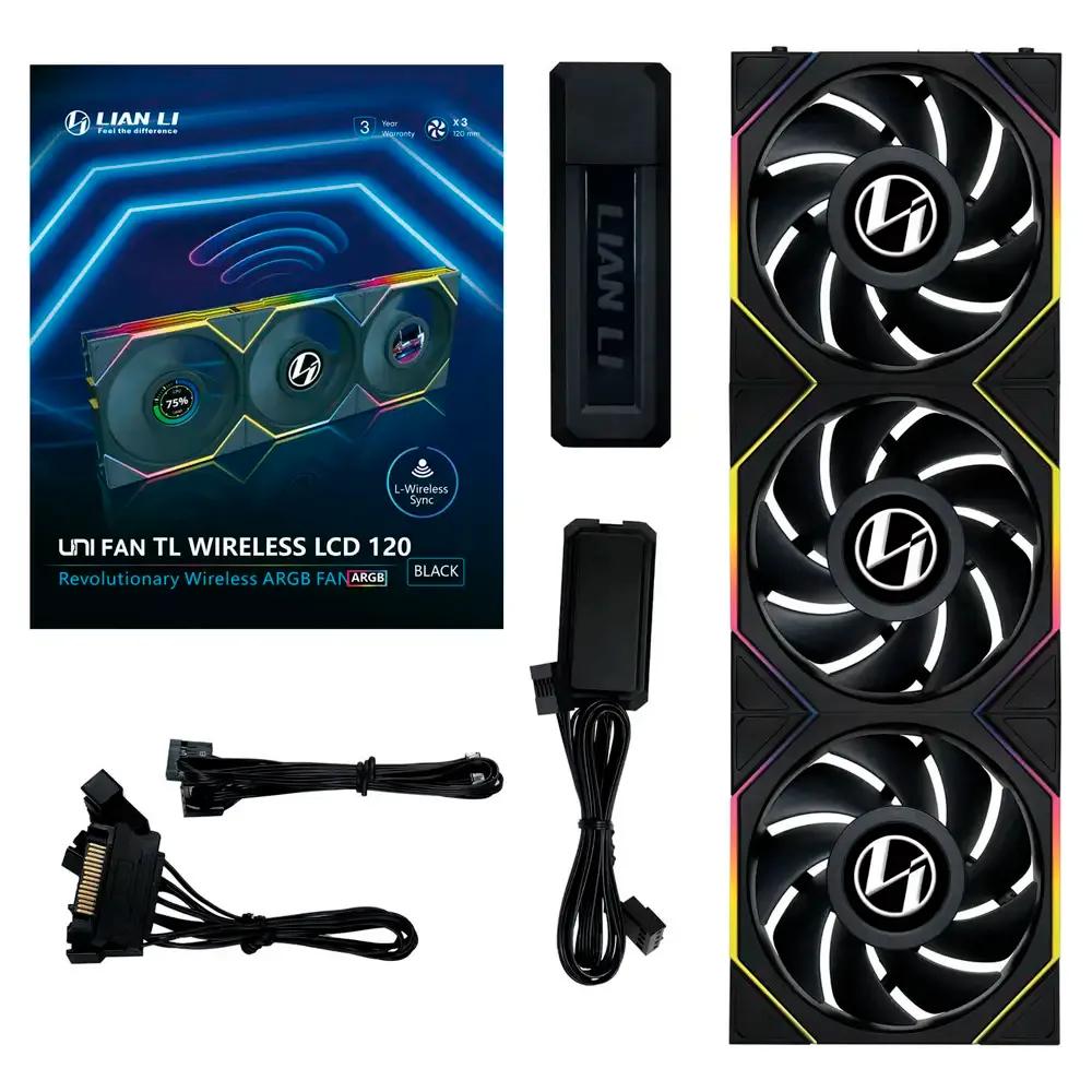 Pack de 3 Ventoinhas LIAN LI UNI FAN TL120 Wireless LCD ARGB (Poliéster termoplástico - Preto), miniatura 5