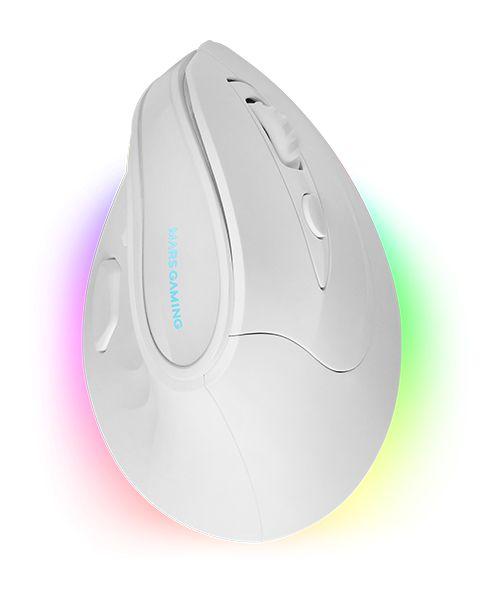 Rato Gaming MARS GAMING MM-SK Vertical (Mão direita - 8400 DPI - Ótico - Branco)