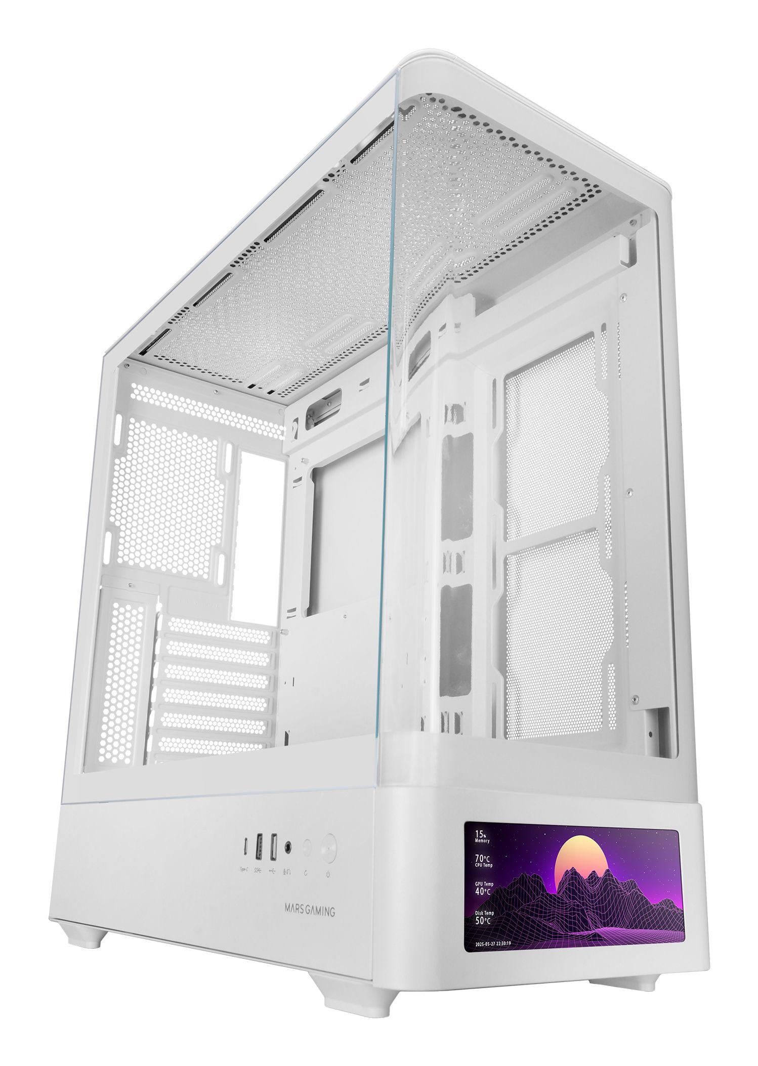 Caixa PC ATX MARS GAMING MCLCDPROW (LCD IPS 7,2" - Branco) — miniatura 3