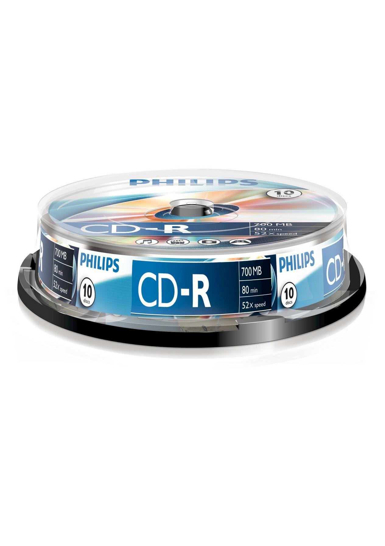 Disco CD-R PHILIPS CR7D5NB10/00 (10 unidades - 700 MB - 80 min - 52x)