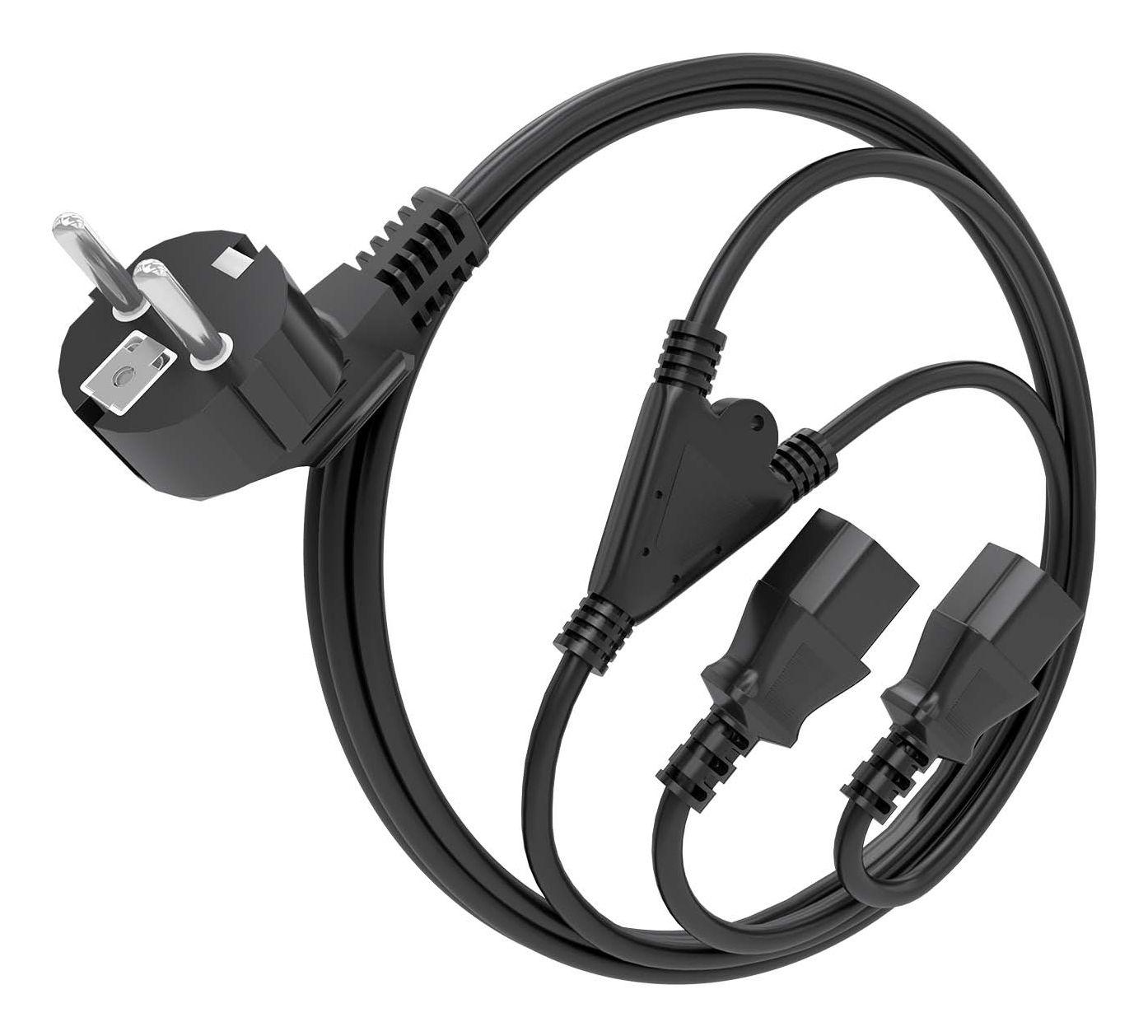Cabo de Alimentação CPU AISENS A132-0864 (3 m - CEE7/7 - 2 x C13 - Preto) — miniatura 2