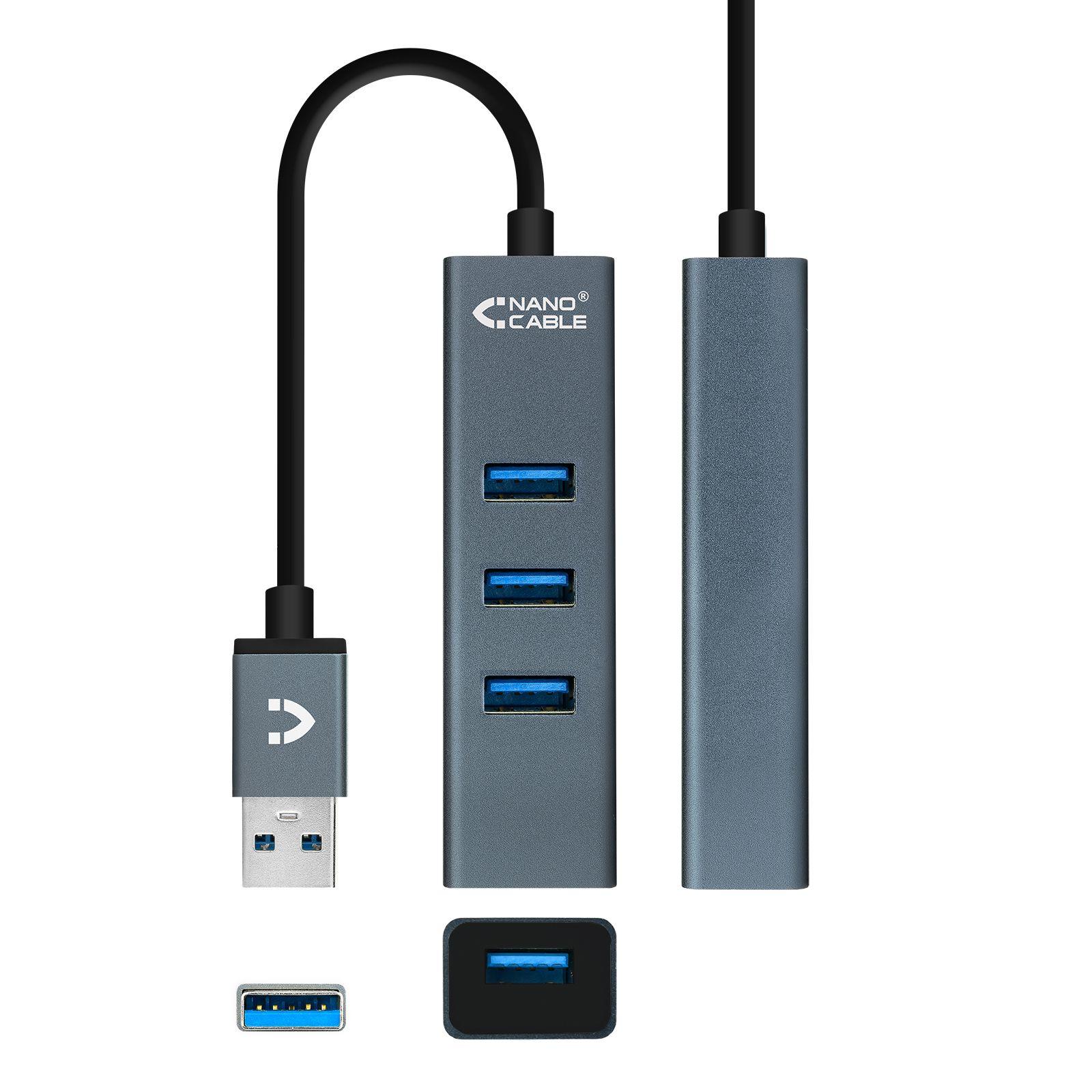 Hub USB NANOCABLE 10.16.4402 (0,1 m - Cinzento) — miniatura 3