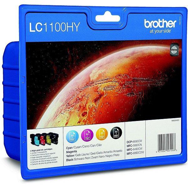 Pack de 4 Tinteiros BROTHER LC1100HYVALBP (900 páginas - Preto, Ciano, Magenta e Amarelo) — miniatura 2